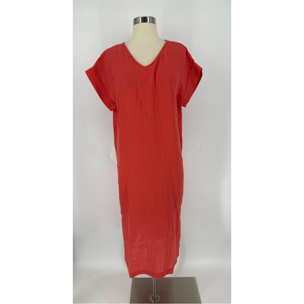 Eileen Fisher Casual Deep Neck Short Sleeve Maxi Dress